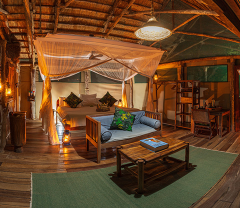 Interior shot of Mvuu Lodge accommodations